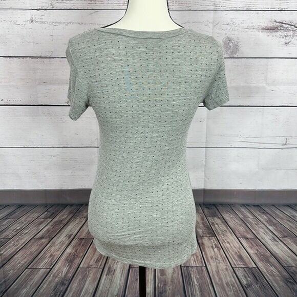 Vocal Tee Shirt Top Womens Small Gray Embellished Studded Stretch Western Grunge - Picture 5 of 11